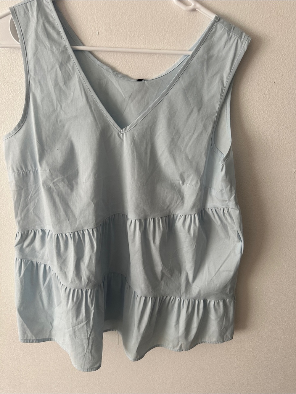 Renuar Light Blue Tiered V-Neck Tank Top